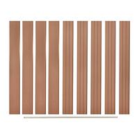 QUAHEAS Replacement Fence Boards WPC 170 cm Brown 9 Pieces with Aluminium End Strip, Privacy Screen, Garden Fence Element Wood, Plastic Slats for Patio, Balcony, Property