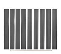 QUAHEAS Replacement Fence Boards WPC 170 cm Grey 9 Pieces with Aluminium End Strip, Wood-Plastic Composite Privacy Screen Fence Element for Garden Fence, Patio, Balcony, Property, Opaque, Durable