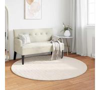 QUAHEAS Round Area Rug Sirolo Cream Polyester Soft Durable Non-Slip Backing 200 CM Diameter Washable Rug for Living Room Bedroom Indoor Noise Reduction
