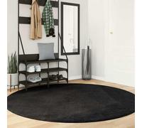 QUAHEAS Rug HUARTE Short Pile Soft Washable Black 100% Polyester Area Rug Ø 200 cm Durable Carpet for Living Room Bedroom