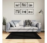 QUAHEAS Rug HUARTE Short Pile Soft Washable Black 120x120 cm Durable Polyester Area Rug for Living Room Bedroom Carpet Cozy Texture
