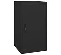 QUAHEAS Saddle Cabinet Black Steel 53 x 53 x 105 cm with Lockable Door, Height-Adjustable Saddle Holder and Hook, Space-Saving Storage for Equestrian Equipment in the Stable and Saddle Chamber