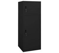 QUAHEAS Saddle Cabinet Black Steel 53 x 53 x 140 cm with Lockable Doors, Height-Adjustable Saddle Holder, 2 Compartments and Hooks for Space-saving Storage of Riding Accessories in the Stable and