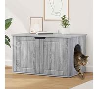 QUAHEAS Sonoma Cat House, Grey, 85 x 55 x 50.5 cm, Wood Material, Durable, with Mounting Kit for Living Room, Indoor Cat Cave, Stable Lying Surface