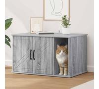 QUAHEAS Sonoma Cat House Grey Wood Material 85 x 55 x 50 cm Indoor Stable Durable with Mounting Accessories Cosy Cave for Cat Living Room Play and Rest