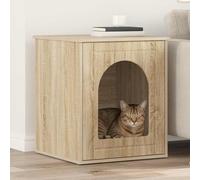 QUAHEAS Sonoma Cat House Made of Robust Wood Material 53 x 52 x 62 cm, Modern Indoor Cat Furniture with Cosy Cave, Sturdy Construction, Easy to Clean, Ideal for Living Room and Home