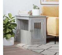 QUAHEAS Sonoma Dog Cage Furniture Style Grey 45 x 62 x 59 cm Wood Material with Lockable Door, Ventilation, Side Table Function for Indoor, Outdoor, Retreat and Sleeping Place for Dogs
