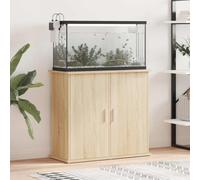 QUAHEAS Sonoma Oak Aquarium Stand Wood Material 81 x 36 x 73 cm with Storage Space, Sturdy Base Cabinet for Freshwater and Saltwater, Shelf with Doors for Accessories and Fish Tanks