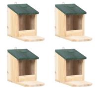 QUAHEAS Squirrel Feeder Made of Fir Wood, Pack of 4, 12 x 23 x 17.5 cm with PVC Protective Plate, Weatherproof and Stable for Garden, Balcony, Outdoor as a Feeding Station and Retreat
