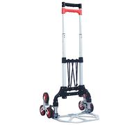 QUAHEAS Stair Transport Trolley Foldable Aluminium Silver, 70 kg Load Capacity, Height Adjustable 63-100 cm, with 3 Wheels on Each Side, Foldable for Workshop, Transport, Multi-Purpose Trolley