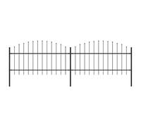 QUAHEAS Steel Garden Fence with Spear, 359 x 125 cm, Black, Fence Element with Posts, Privacy Screen, Double Rod Mat, Construction Kit for Plot, Patio and Outdoor, Opaque and Wind Protection