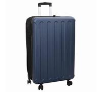 QUAHEAS Suitcase with Lock Dark Blue Made of ABS Plastic 50 x 30 x 76 cm, Robust Travel Suitcase with Trolley, Easily Expandable, with TSA Lock and Lashing Strap for Flight, Business, Weekend