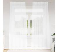 QUAHEAS Voile Curtain White Polyester 2-Piece 225 x 140 cm with Privacy Screen and Transparent Curtain for Living Room Bedroom Children's Room with Loops and Ruffle Tape for Light Filtering