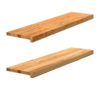 QUAHEAS Window Sills Pack of 2 Light Brown 100 x 30 x 2 cm Solid Oak Wood Easy to Assemble with Insulation, Seal and Bracket for Indoor and Outdoor Use, Ideal for Refurbishment and New Construction