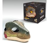 QuaHom Dino Mask Moving Jaw Hard Plastic - Realistic Dino Head Costume with Movable Mouth & Dinosaur Scream - Halloween Face Mask for Party Cosplay Props (Green)