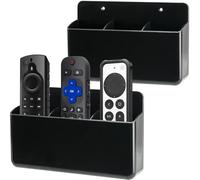 QUAHOO 2 Packs Remote Control Holder 3 Slot Wall TV Remote Holder Self Adhesive Marker Holder, Wall Pen Holder Stroage for Home Office School (Black)