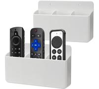 QUAHOO 2 Packs Remote Control Holder 3 Slot Wall TV Remote Holder Self Adhesive Marker Holder, Wall Pen Holder Stroage for Home Office School (White)