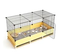 Quail Cage With Pull-Out Tray, Metal Wire Chicken Coops 1.4cm Wire Spacing 17cm Raised Guard Panel For Quail Chicks Ducklings And Small Poultry, Easy Clean Indoor Brooder House(Yellow,105x45x58cm)