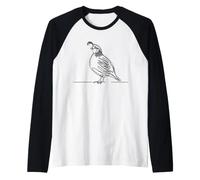 Quail Line Art Birdwatcher Raglan Baseball Tee