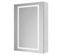 Quail Single Door Illuminated LED Mirrored Cabinet with Demister and Infrared Sensor and Shaver Socket | Glass/Aluminium | 500mm x 700mm