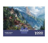 Quaint Little Town Jigsaws 1000 Pieces for Adults with Precision Cut Centenary Jigsaws Mountain Village As A Stress Relief Puzzle for Fun Activity for Home 52x38cm/1000pcs