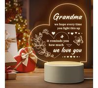 Quaintir Grandma Night Light, Engraved Heart-Shaped Acrylic White Night Light, USB Powered, Perfect Grandma Gifts for Any Occasion