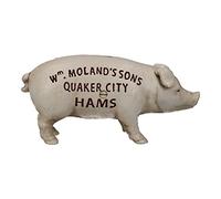 Quaker City Ham Pig Hog Porky White Money Bank Box Cast Iron Coin Change Jar