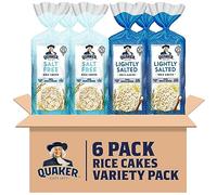 Quaker Large Rice Cakes, Gluten Free, Lightly Salted + Salt Free, 4.5 oz (Pack of 6)
