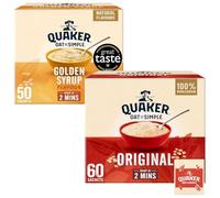 Quaker Oat So Simple Porridge Sachets Bundle, 60 Original (27g) & 50 Golden Syrup (36g), 110 Sachets Total, 100% Wholegrain Oats, Ready in Minutes