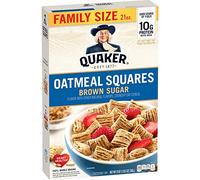 Quaker Oatmeal Squares Breakfast Cereal, Brown Sugar, 21oz Family Size Box