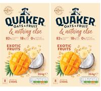 Quaker Oats & Fruit with Exotic Fruits 8 Porridge Sachets (264g) (Pack of 2)