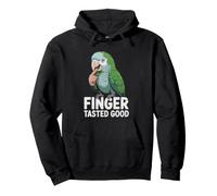 Quaker Parrot Biting Finger Funny Bird Owner Humor Art Bite Pullover Hoodie