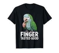 Quaker Parrot Biting Finger Funny Bird Owner Humor Art Bite T-Shirt