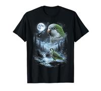 Quaker Parrot Howling at Moon 90's Retro Monk Parakeet T-Shirt