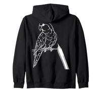 Quaker Parrot Line Art Bird Lover Zip Hoodie
