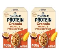 Quaker Protein Granola Mango & Passionfruit, High in Fibre, Natural Energy Release, 400g - (Pack of 2)