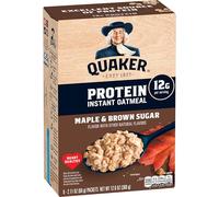 Quaker Protein Instant Oatmeal, Maple Brown Sugar, 12g Protein per Serving, Whole Grains, No Artificial Flavors, No Added Colors, 2.11 oz Packets, (6 Pack)