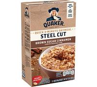Quaker Steel Cut Quick 3 Minute Oats Quick Cut Steel, Brown Sugar & Cinnamon, 13.5 Oz, 8 Count (Pack of 6) Total, 48 Count