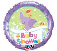 Qualatex 13912 Round Baby Shower Elephant Foil Balloon, 18-Inch
