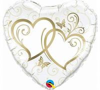 Qualatex 15668 18" Entwined Hearts Gold Heart Foil Balloon 01ct