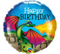 Qualatex 18" Birthday Mythical Dragon Foil Balloon, Multicolor