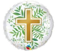 Qualatex 18" Gold Cross and Green Foil Balloon - Multi-Colour