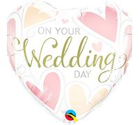 Qualatex 18in On Your Wedding Day Foil Balloon (One Size) (White/Gold/Pink)