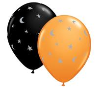 Qualatex 24071 Crescent Moons & Stars Assorted 11"/ 11-inch Round Latex Party Balloons (Pack of 25)
