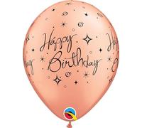 Qualatex 28698 Birthday Elegant Sparkles & Swirls Rose Gold 11"/ 11-inch Round Latex Party Balloons (Pack of 25)