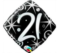 Qualatex 29998 18" 21 Elegant Sparkles & Swirls Diamond Foil Balloon 01ct, Multicolor