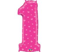 Qualatex 38 Inch Number One Shaped Foil Birthday Balloon Pink (One Size)