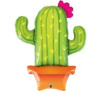 Qualatex 39 Inch Potted Cactus Supershape Foil Balloon Green (One Size)
