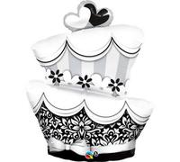 Qualatex 41 Inch Wedding Cake Shaped Foil Balloon White/black (One Size)