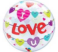 Qualatex 46047 22" I Love You Hearts single Bubble Balloon 01ct